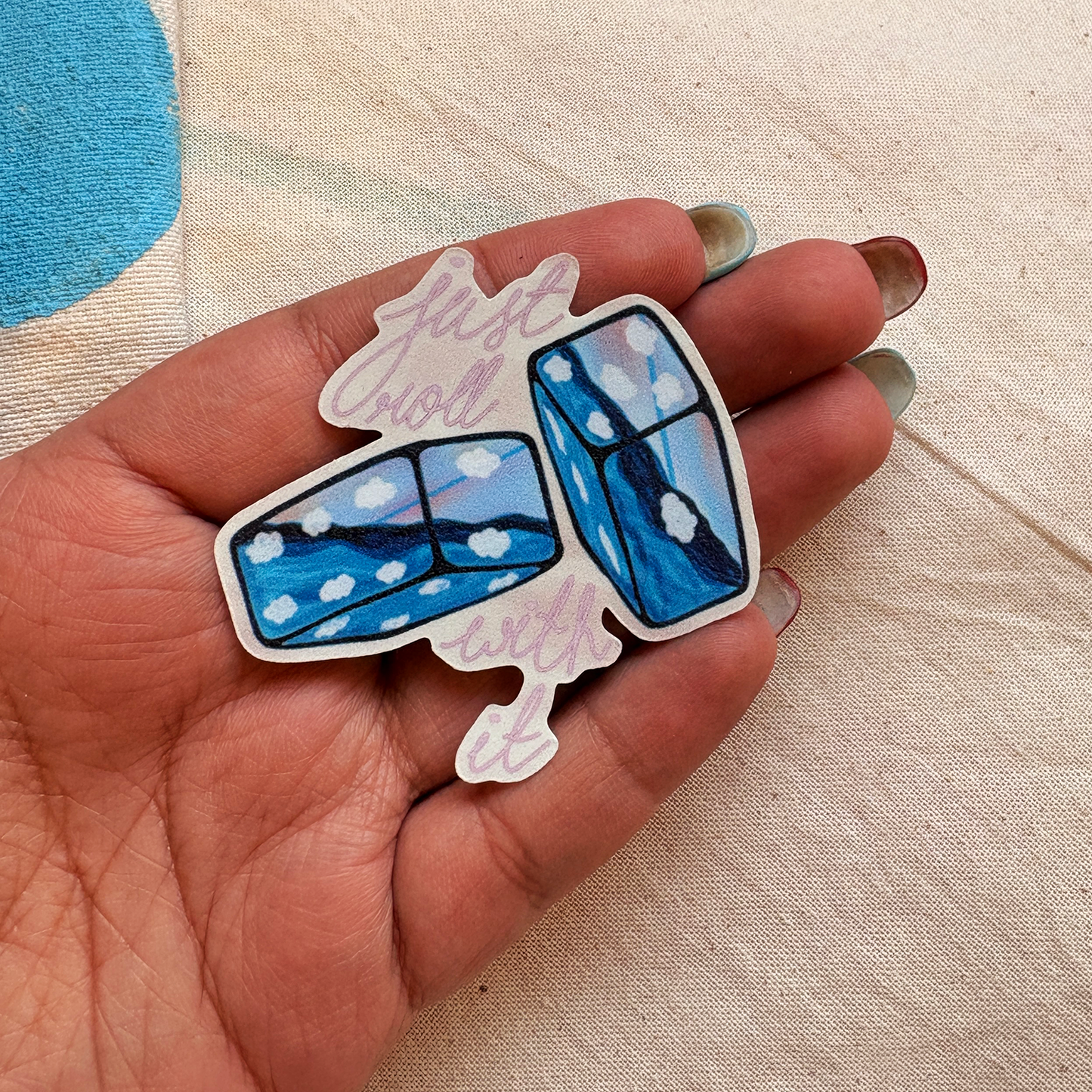 roll with it- matte laminated vinyl sticker