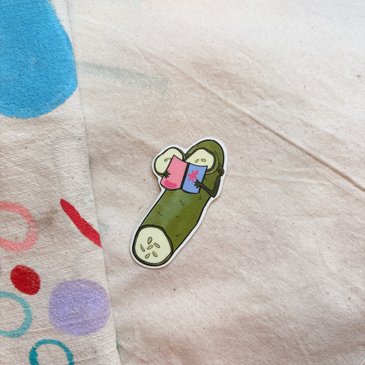 beach pickle- matte laminated vinyl sticker
