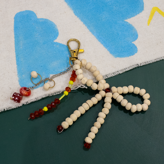 beige bow key/ bag chain